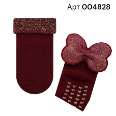 Новорічні теплі махрові шкарпетки для новонароджених зі стопперами Бантик Bross Арт 004828 