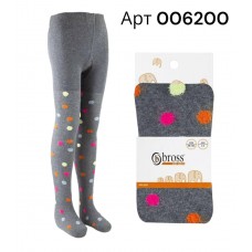 Дитячі бавовняні колготи демісезонні для дівчинки в горошок Bross арт 006200 Сірий