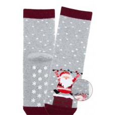 Антиковзні махрові шкарпетки для дітей Bross арт 009613 Санта Сірий