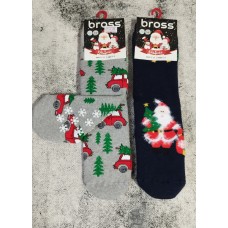 Дитячі махрові шкарпетки 2шт зі стопами Bross арт 010966а Новорічні