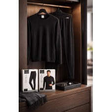 Чоловічий термо костюм начіс Tutku термобілизна кальсони лонгслів арт 0126-0125(10620) Чорний