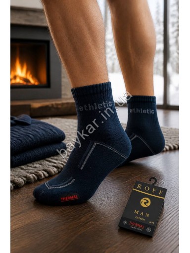 Шкарпетки Thermal 3шт чоловічі зимові теплі махрові термо стопа р 41-44 Athletic ROFF арт 10701 Темно-синій