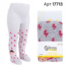 Колготи демісезонні для дівчинки Bross арт 17713 Дівчинка-блискавка Сірі