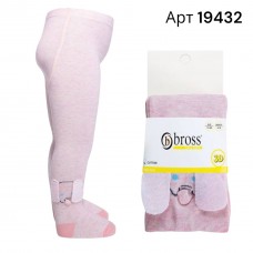 Колготи 3D рожеві демісезонні для новонароджених Bross арт 19432 Слоненя