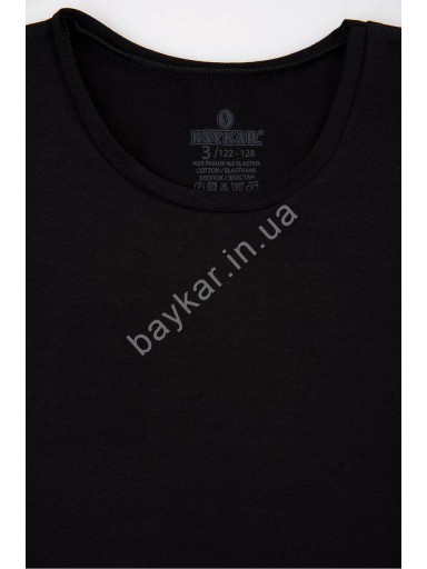 Футболка однотонная детская для мальчика хлопок Baykar aрт 2018-02а Черный