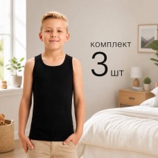 Майка 3 шт 100% хлопок для мальчика Baykar арт 2214-02 Черный