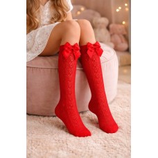 Гольфи дитячі ажурні з бантом для дівчинки Day Mod арт 2222008 Червоний