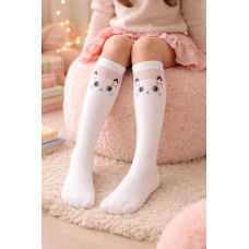 Дитячі гольфи 50 Den для дівчинки капронові з кішечкою Day Mod арт 2222011 Білий