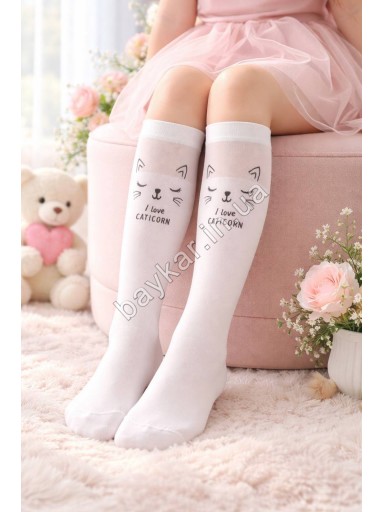 Гольфи дитячі 50 Den для дівчинки капронові з кішечкою Day Mod арт 2222016 Білий