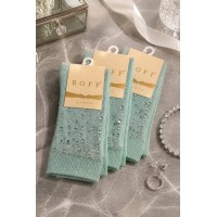 Шкарпетки 3шт жіночі із стразами Roff арт 25726 Салатовий