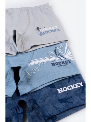 Боксеры детские трусы хлопоковые для мальчика Baykar арт 3430 Hockey Комплект 3 шт