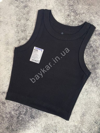 Кроп-топ хлопковый рубчик для девочки подростка Baykar арт 4105-02 Черный