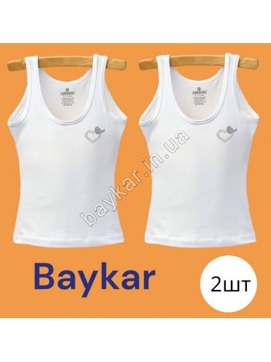 Майка для девочки хлопок со стразами Baykar арт 4110-01 Белый