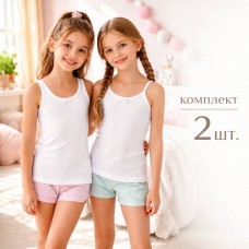 Майка 2шт детская в рубчик хлопок для девочки Baykar арт 4112-01-4114 Белый