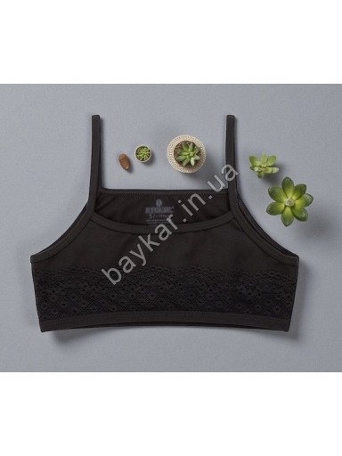 Топ для девочки 3 шт хлопок с кружевом Baykar арт 4490-02 Черный
