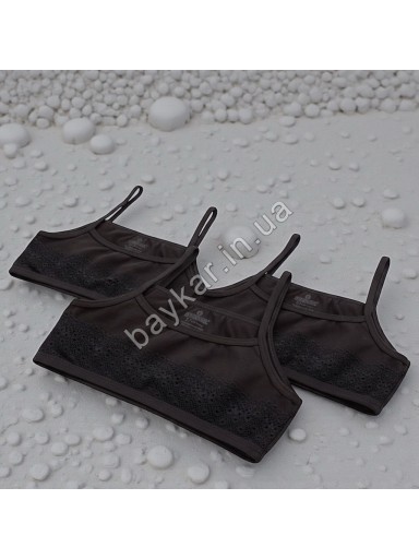 Топ для девочки 3 шт хлопок с кружевом Baykar арт 4490-02 Черный