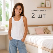 Набір 2 шт майка однотонна базова для дівчинки Baykar арт 4540-01 Біла Набір 2 шт майка однотонна базова для дівчинки Baykar арт 4540-01 Біла