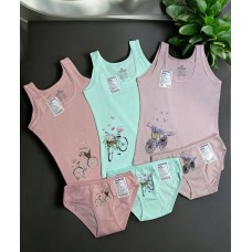 Бавовняні дитячі комплекти 3шт майки труси сліп для дівчаток Baykar арт # 4844-5842 Прованс
