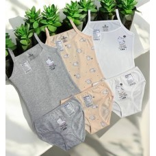 Дитячі комплекти 3шт майки труси сліп для дівчаток бавовняні Baykar арт # 4874-5874 Cat Дитячі комплекти 3шт майки труси сліп для дівчаток бавовняні Baykar арт # 4874-5874 Cat