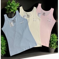 Бавовняна майка 3шт зі стразами для дівчаток Baykar арт 4892 Cat Mix Бавовняна майка 3шт зі стразами для дівчаток Baykar арт 4892 Cat Mix