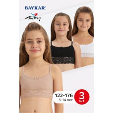 Набор 3 шт топ кружевной для девочки хлопок Baykar арт 4940-99 Микс