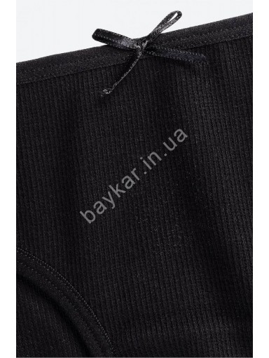 Труси 3 шт дитячі сліп для дівчинки бавовняні однотонні Baykar арт 5112-02 Чорний Рубчик