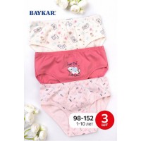 Детские трусики слип хлопковые для девочек Baykar арт 5368 Комплект 3шт Котик