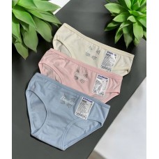 Бавовняні труси сліп 3шт однотонні зі стразами для дівчаток Baykar арт 5890 Cat Mix