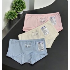 Бавовняні труси шорти 3шт однотонні зі стразами для дівчаток Baykar арт 5892 Cat Mix