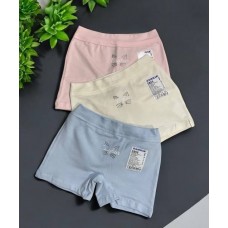 Бавовняні труси шорти 3шт однотонні подовжені зі стразами для дівчаток Baykar арт 5893 Cat Mix