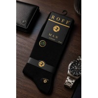 Чоловічі шкарпетки р 38-40 високі бамбук Roff арт 60000-14109 Чорний