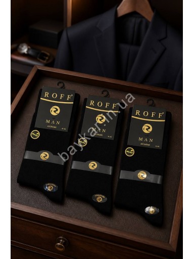 Класичні високі чоловічі шкарпетки 3шт Модал р 41-44 Roff Extreme арт 60000-15008 Чорний