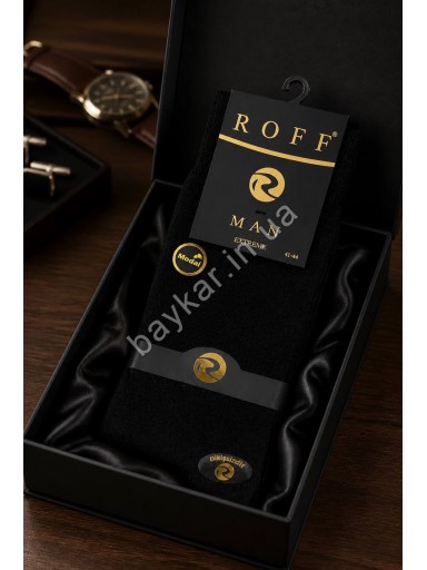 Класичні високі чоловічі шкарпетки 3шт Модал р 41-44 Roff Extreme арт 60000-15008 Чорний