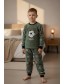 Пижама зимняя для мальчика полар флис Mini Moon арт 6155 Football Star Оливковый