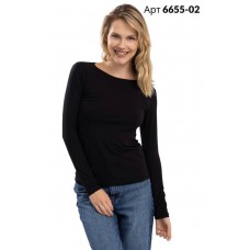 Лонгслів жіночий з довгим рукавом бавовна Baykar арт 6655-02 Чорний