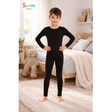 Термо костюм для хлопчиків Thermal начіс кальсони лонгслів Sevim Kids арт 7078-7075 Чорний