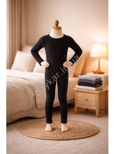 Термо костюм для мальчиков Thermal начес кальсоны лонгслив Sevim Kids арт 7078-7075 Черный