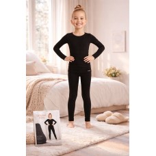 Термо костюм для дівчаток Thermal начіс лосини лонгслів Sevim Kids арт 7078-7145 Чорний