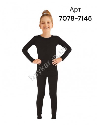Термо костюм для девочек Thermal начес лосины лонгслив Sevim Kids арт 7078-7145 Черный