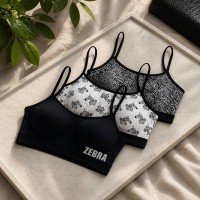 Топы пуш-ап 3шт хлопковые для девочки подростка Baykar арт 7605-139 ZEBRA Микс