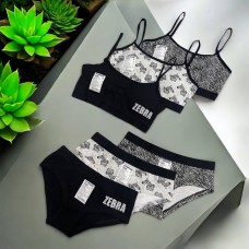 Комплекти 3шт топи пуш-ап трусики бавовняні для дівчаток підлітків Baykar арт # 7605-139-7606 ZEBRA Мікс