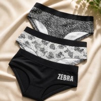 Трусы 3шт хлопковые для девочки подростка Baykar арт 7606-139 ZEBRA Микс
