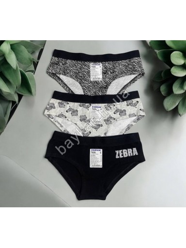 Трусы 3шт хлопковые для девочки подростка Baykar арт 7606-139 ZEBRA Микс