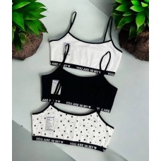 Топи 3шт бавовняні для дівчинки підлітка в рубчик Baykar арт 7610-142 Мікс