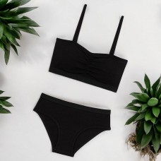 Комплект топ пуш-ап труси сліп бавовняні для дівчинки підлітка Baykar арт # 7615-02-7616 Чорний SUGAR BOMB