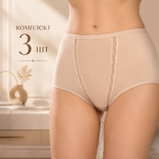 Труси бавовна 3шт напівшорти однотонні жіночі Baykar арт 8047-03 Бежевий