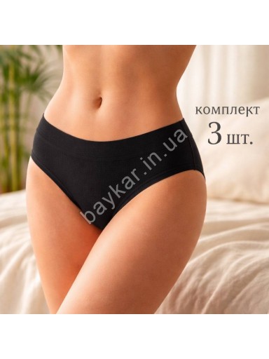 Трусы женские 3 шт бамбуковые однотонные Baykar арт 8128-02 Черный