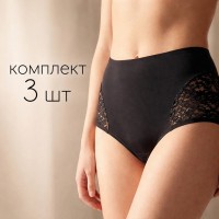 Трусы женские полу-шорты 3 шт кружево хлопок Baykar арт 8503-02 Черный Трусы женские полу-шорты 3 шт кружево хлопок Baykar арт 8503-02 Черный