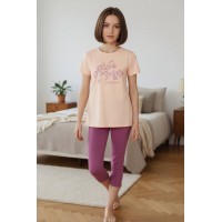 Домашний костюм пижама для девочки Baykar арт 9223-226 Персиковый
