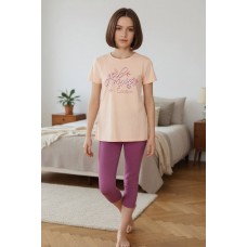 Домашній костюм пижама для дівчинки Baykar арт 9223-226 Персиковий